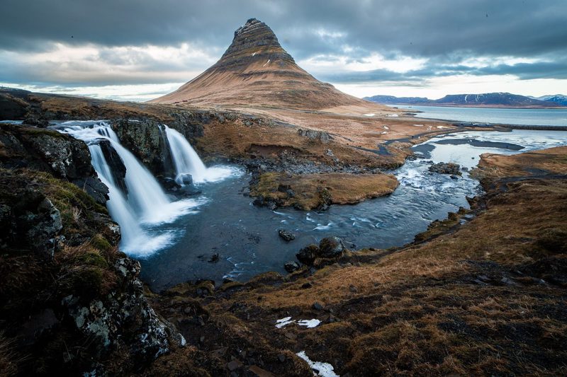 Kirkjufell mountain and Kirkjufellsfoss waterfall in Iceland